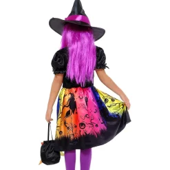 RUBIE'S Disfraces|Halloween*Disfraz de bruja encantada con vestido impreso, sombrero y bolso para fiestas