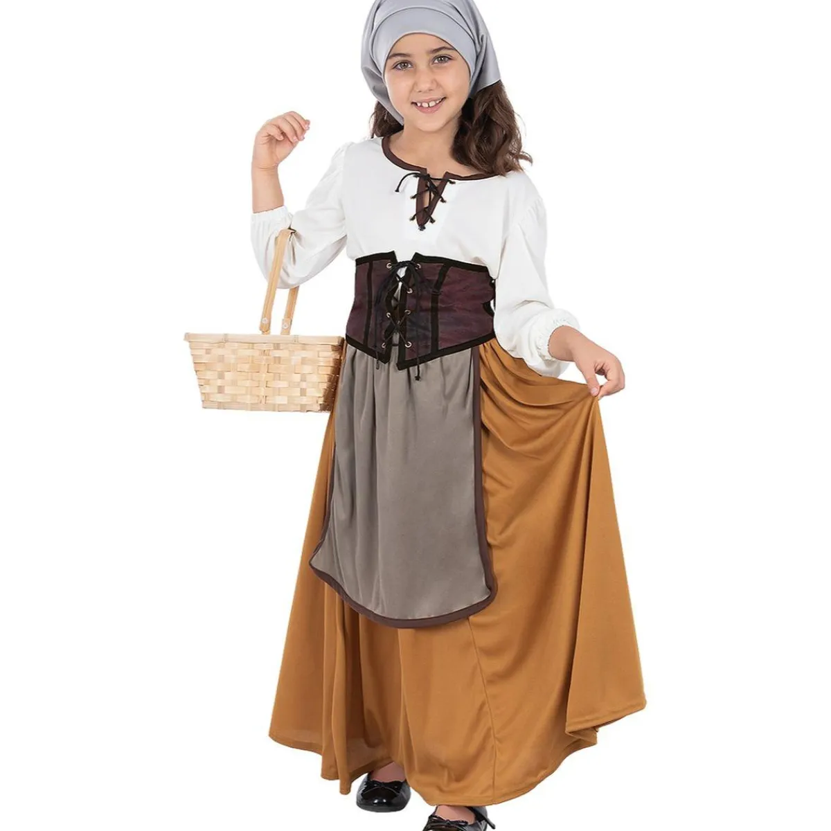 Funidelia Disfraces|Halloween*Disfraz de campesina medieval para niña 3-4 años