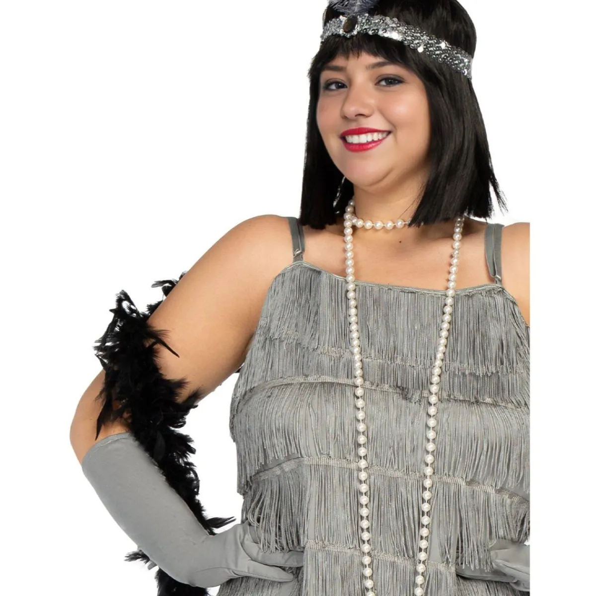 Funidelia Disfraces|Halloween*Disfraz de charlestón años 20 plateado XXL