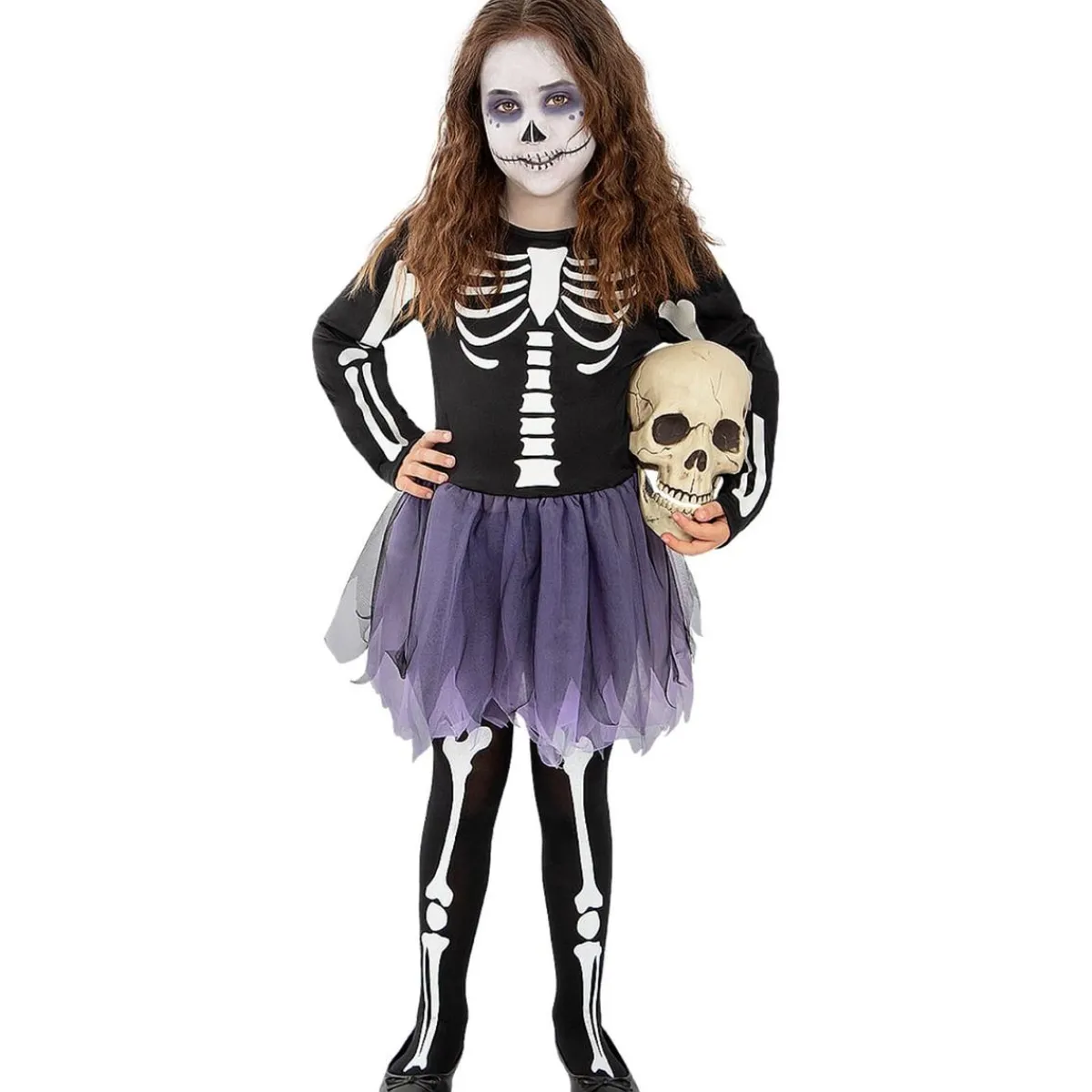 Funidelia Disfraces|Halloween*Disfraz de esqueleto niña 10-12 años