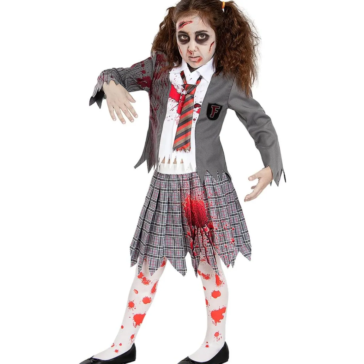 Funidelia Halloween|Halloween*Disfraz de estudiante zombie niña 5-6 años