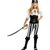 Funidelia Halloween|Disfraces*Disfraz de pirata a rayas para niña- Colección blanca y negra 7-9 años