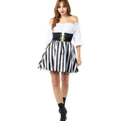 Funidelia Disfraces|Halloween*Disfraz de Pirata a rayas para mujer - Colección blanco y negro - Talla XS