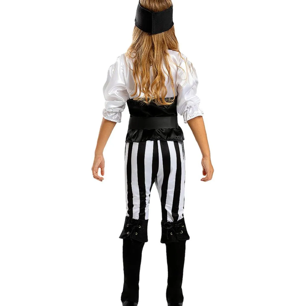 Funidelia Halloween|Disfraces*Disfraz de pirata a rayas para niña- Colección blanca y negra 10-12 años