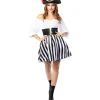 Funidelia Disfraces|Halloween*Disfraz de Pirata a rayas para mujer - Colección blanco y negro - Talla M