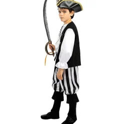 Funidelia Halloween|Disfraces*Disfraz de pirata a rayas para niño- Colección blanca y negra 7-9 años