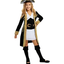 Funidelia Disfraces|Halloween*Disfraz de pirata deluxe para niña- Colección colonial 5-6 años