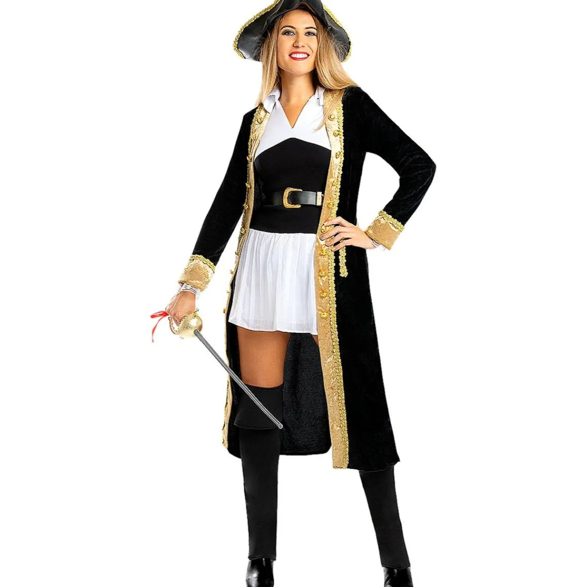 Funidelia Disfraces|Halloween*Disfraz de pirata deluxe para mujer - Colección colonial S