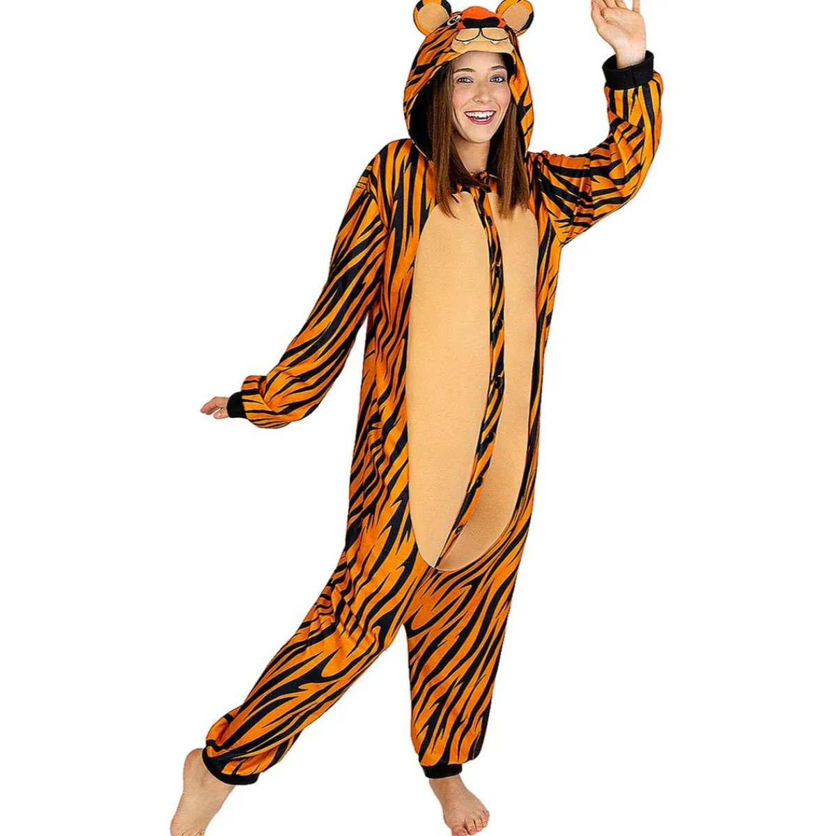 Funidelia Halloween|Disfraces*Disfraz de tigre onesie para adulto S-M
