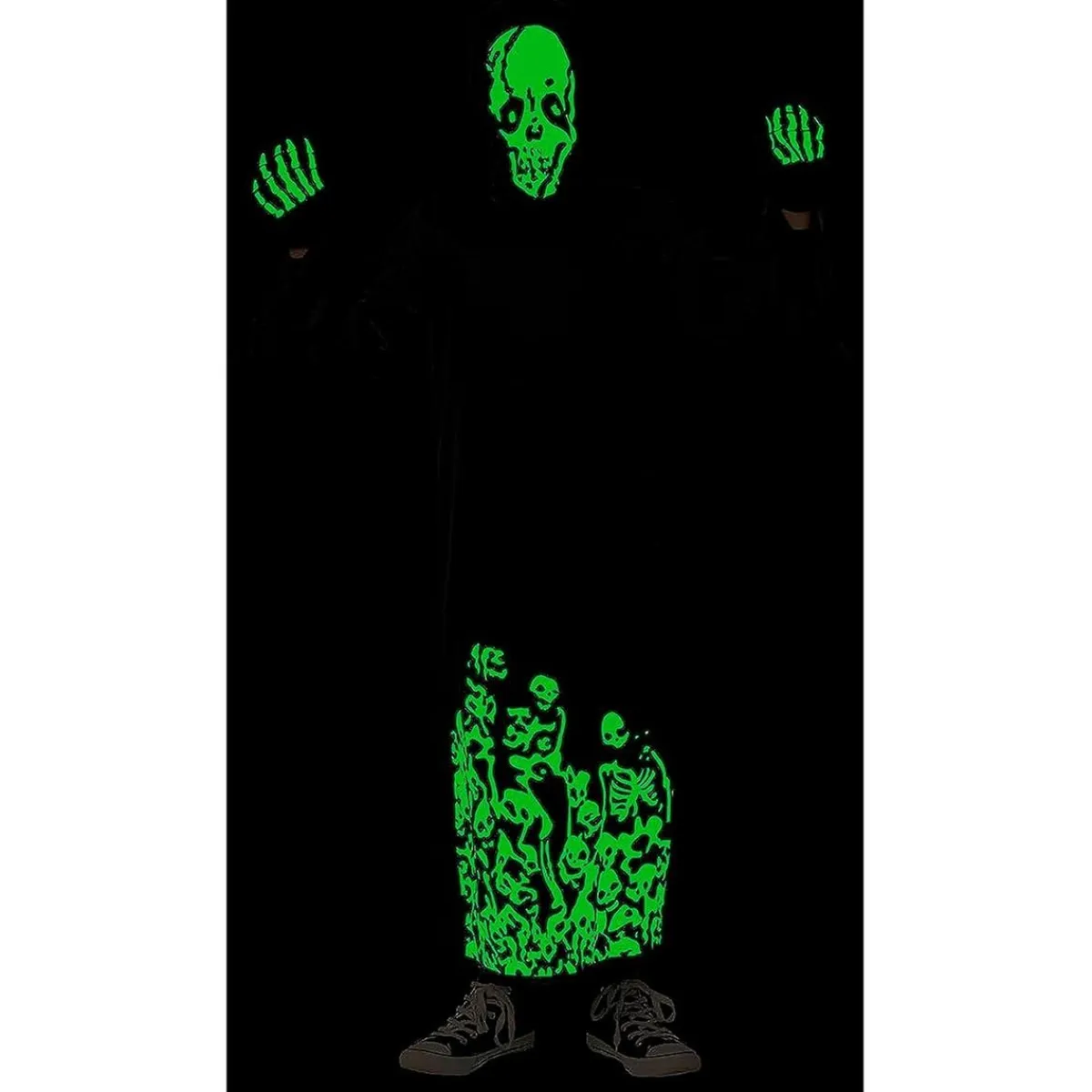 RUBIE'S Disfraces|Halloween*Disfraz Esqueleto Siniestro con capucha y guantes para Halloween, Carnaval y Fiestas