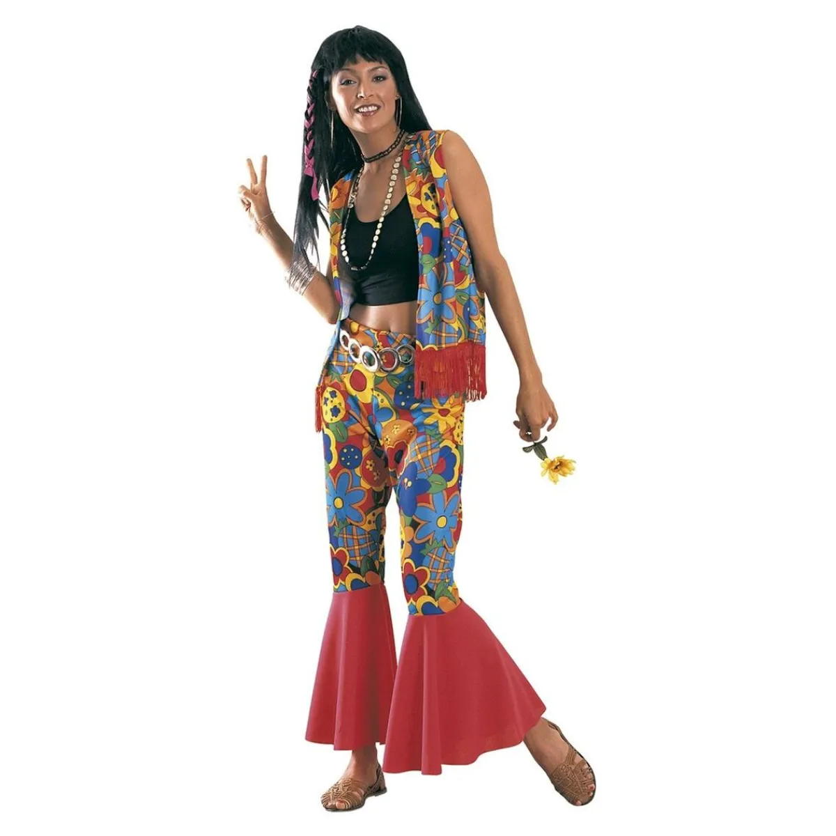 RUBIE'S Disfraces|Halloween*Disfraz hippie con flores para adulto Talla única ㅤ