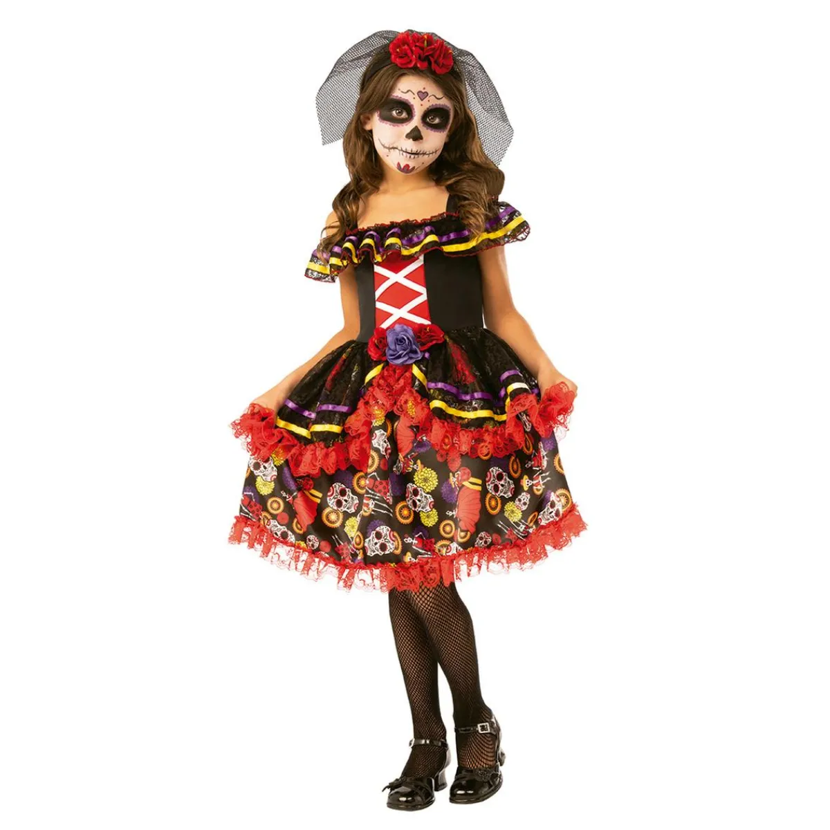 RUBIE'S Disfraces|Halloween*Disfraz Infantil - Catrina con Tocado 8-10 años