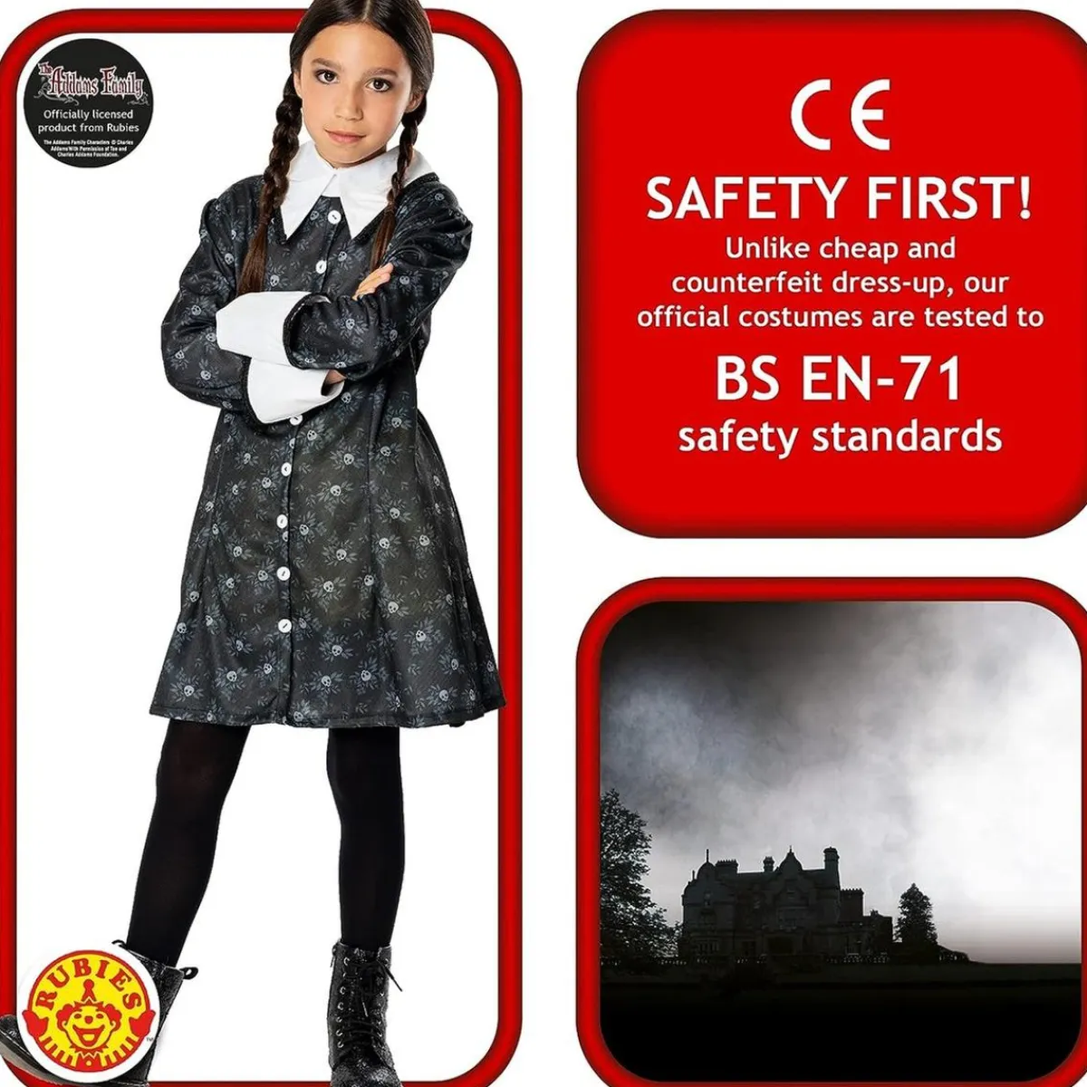 RUBIE'S Disfraces|Halloween*Disfraz infantil - Miércoles Addams talla L