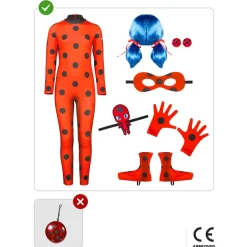 Funidelia Disfraces|Halloween*Disfraz Miraculous Ladybug con accesorios niña 3-4 años