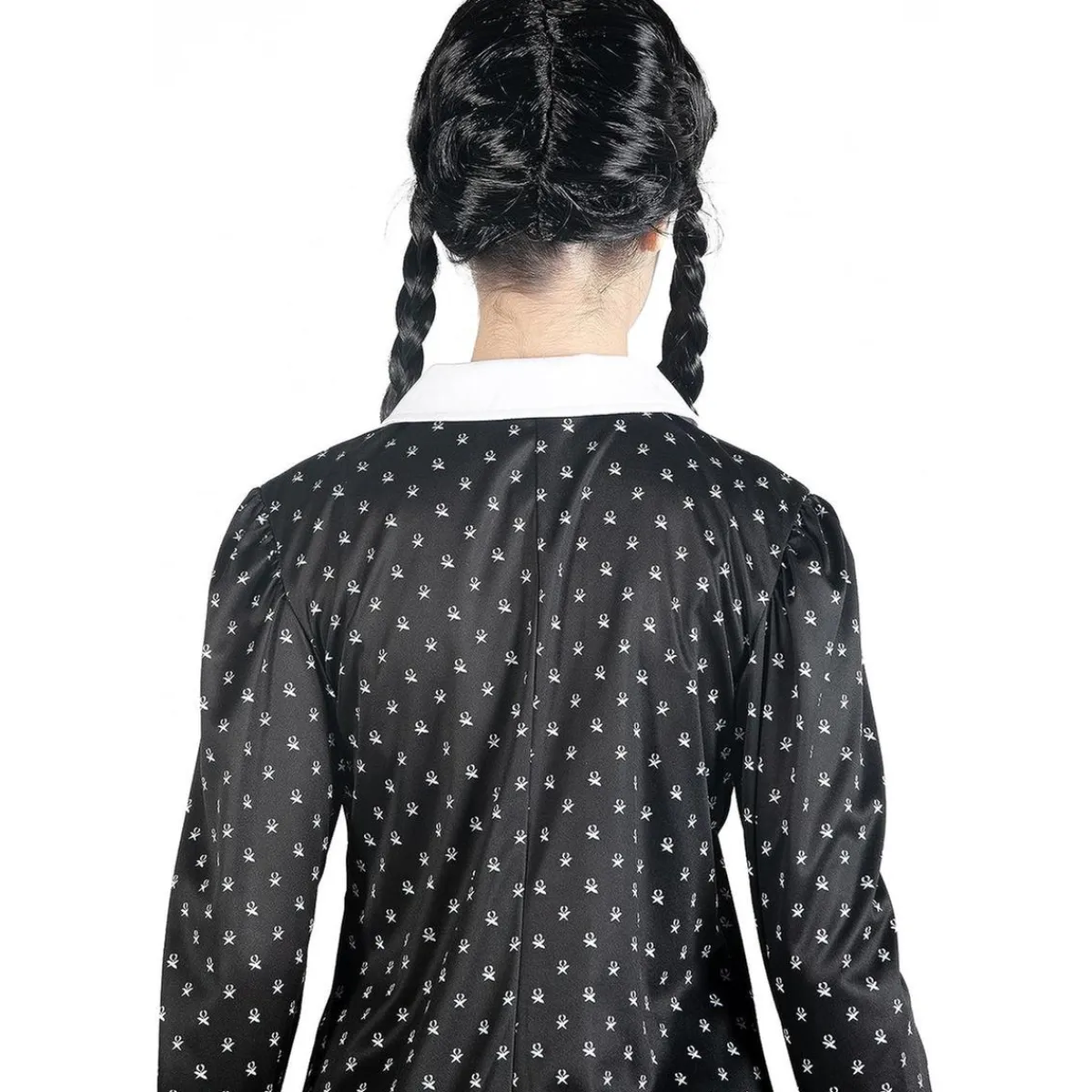 BIZAK Disfraces|Halloween*Disfraz Miércoles Addams vestido con peluca talla M