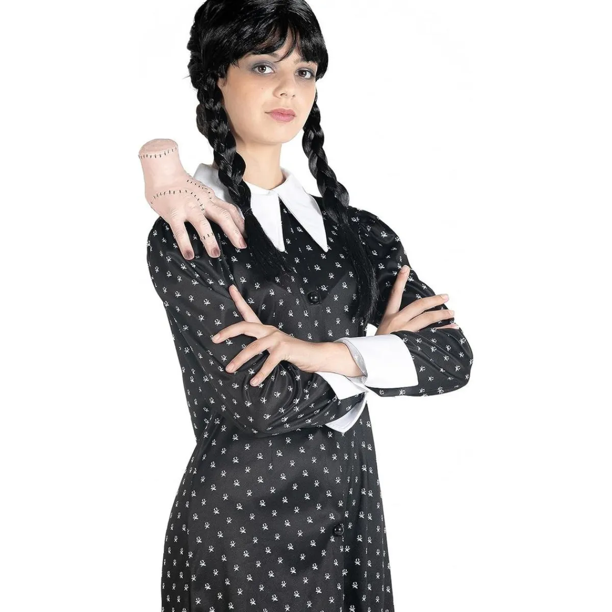 BIZAK Disfraces|Halloween*Disfraz Miércoles Addams vestido con peluca talla M