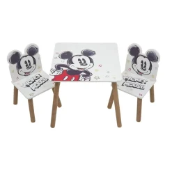 MICKEY Estilo De Vida*Disney - Mouse - Conjunto de Mesa Cuadrada y Dos Sillas de Madera Classic ㅤ