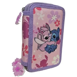 LILO & STITCH Material Escolar*Disney - Plumier 3 cremalleras Angel & Stitch - Ibiscus Girl