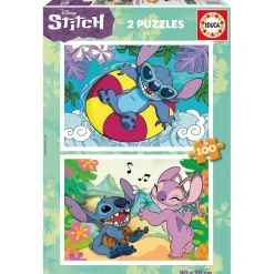 EDUCA BORRAS Juegos Y Puzzles*Disney - Puzzle Disney Stitch Doble Pack 100 Piezas ㅤ