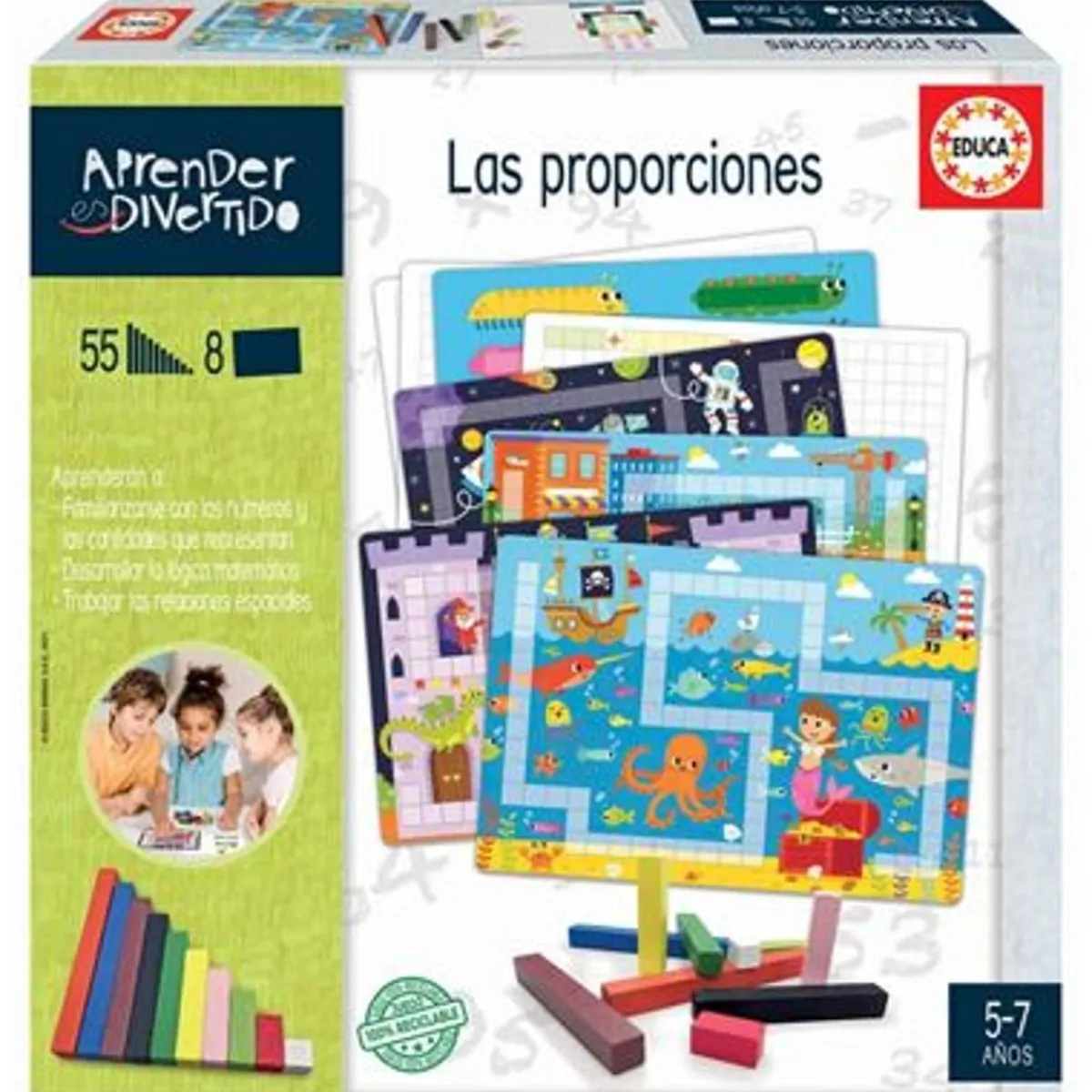 EPOCH PARA IMAGINAR S.L. Juguetes Educativos Y Libros|Juegos Y Puzzles*Educa Borras - Aprender proporciones: juego educativo con regletas matemáticas