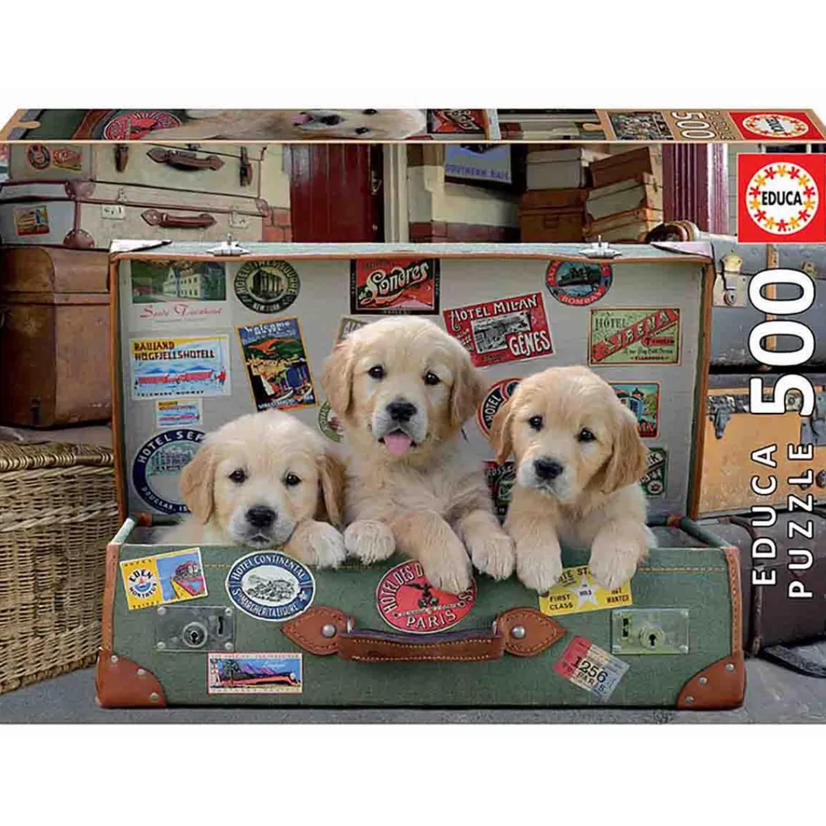 EDUCA Juegos Y Puzzles*Borras - Cachorros en el Equipaje - 500 Piezas
