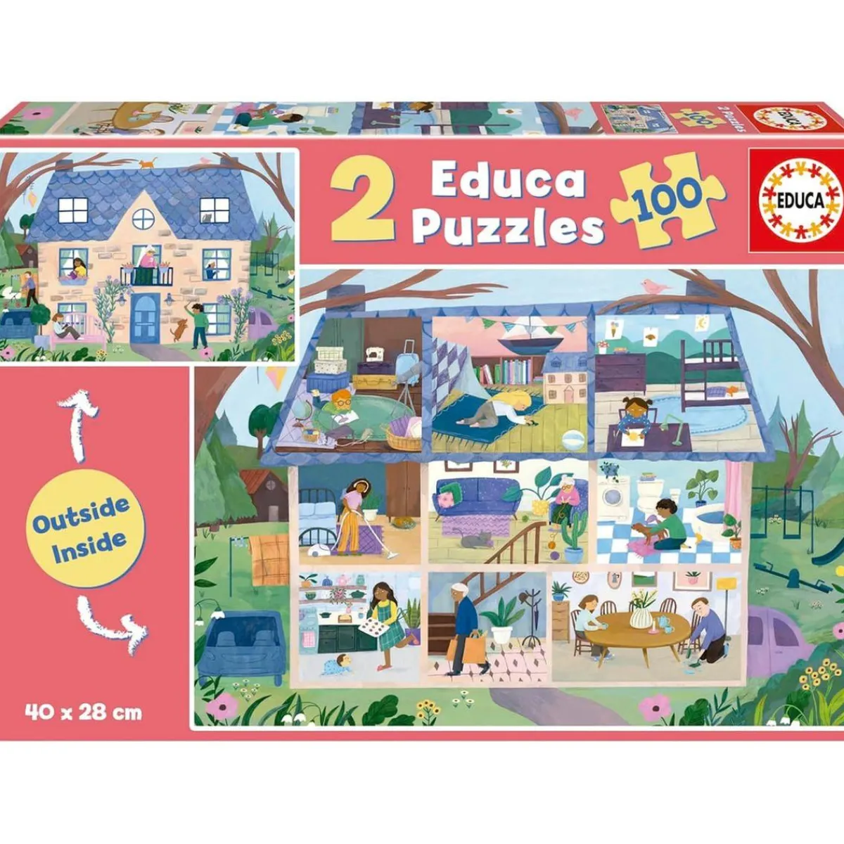 EDUCA BORRAS Juegos Y Puzzles*- DragonBallZ - Puzzle Doble Vista Casa Interior y Exterior 100 Piezas ㅤ