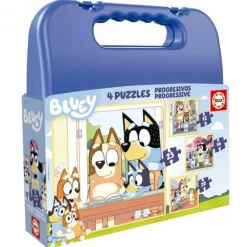 EDUCA Juegos Y Puzzles*Borras - Maletín 4 Puzzles progresivos Bluey