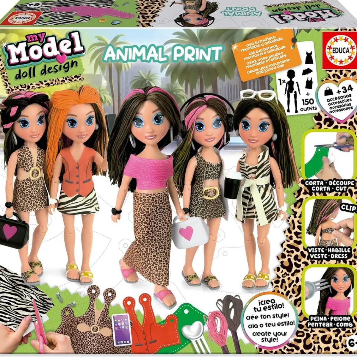 EDUCA BORRAS Arte Y Manualidades*- My Model Doll Design Animal Print