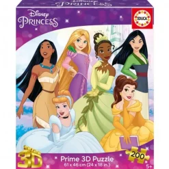 EDUCA BORRAS Juegos Y Puzzles*- Princesas Disney - Puzzle de 200 piezas con efecto 3D