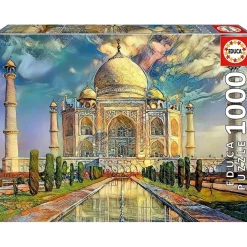 EDUCA BORRAS Juegos Y Puzzles*- Puzzle 1000 piezas Taj Mahal con cola Fix para montaje y colgar ㅤ