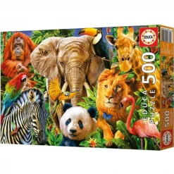 EDUCA BORRAS Juegos Y Puzzles*- Puzzle collage de animales salvajes 500 piezas ㅤ