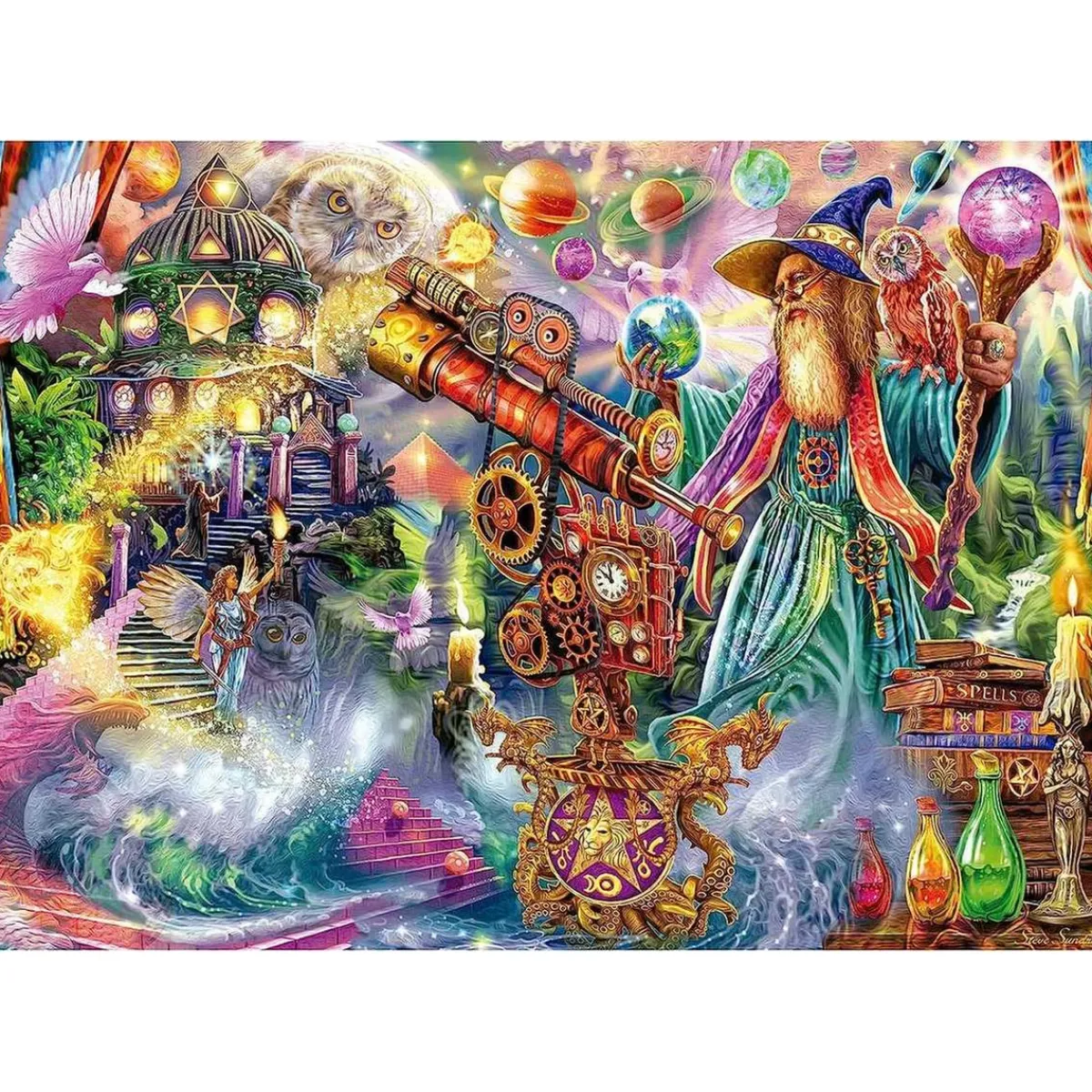 EDUCA BORRAS Juegos Y Puzzles*- Puzzle Hechizo de Mago 1500 piezas con cola fix ㅤ