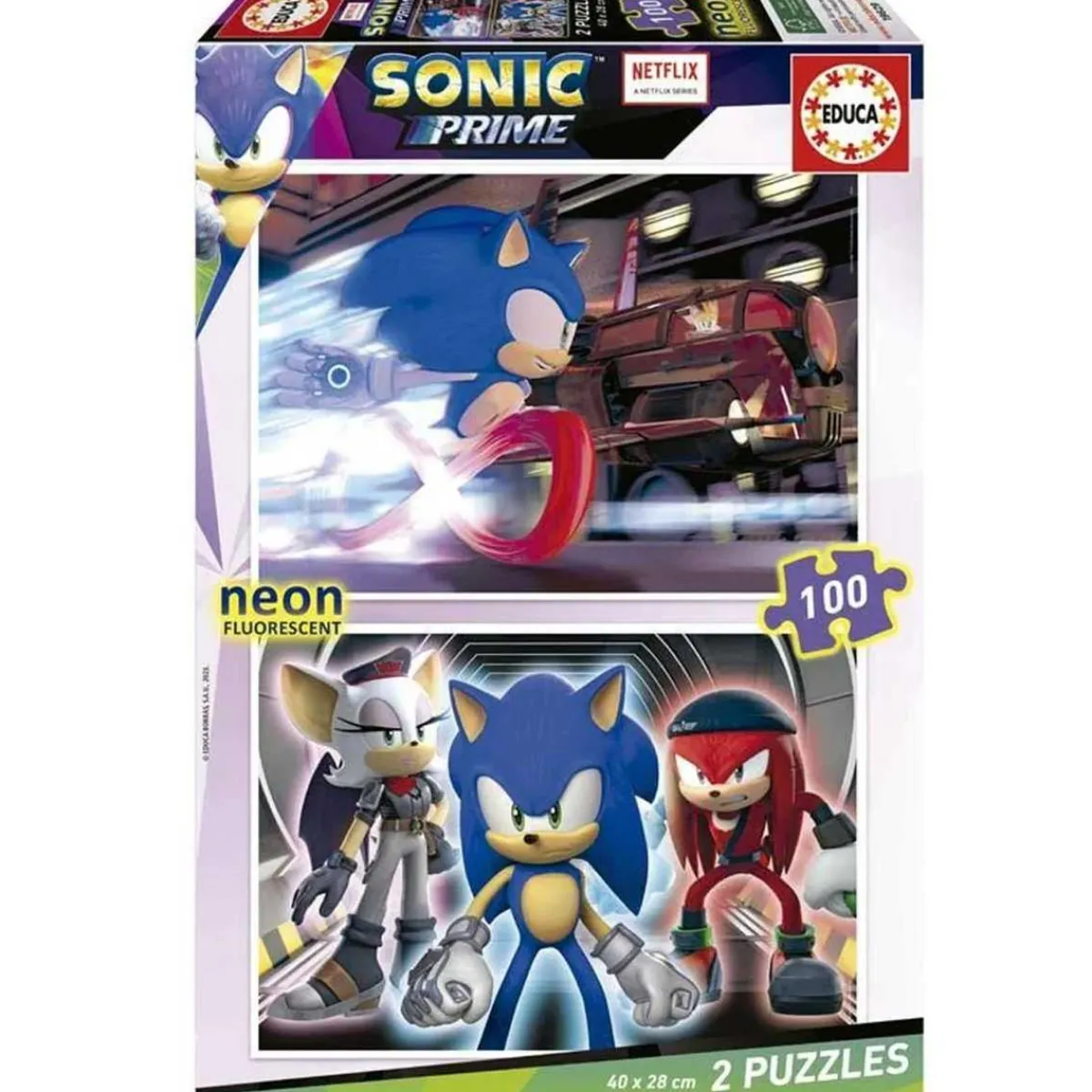 EDUCA BORRAS Juegos Y Puzzles*- Set 2 puzzles 100 piezas Sonic Prime Neon