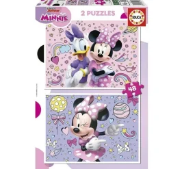 EDUCA BORRAS Juegos Y Puzzles*- Set de 2 Puzzles Minnie: 48 piezas cada uno, 28x20 cm montados ㅤ