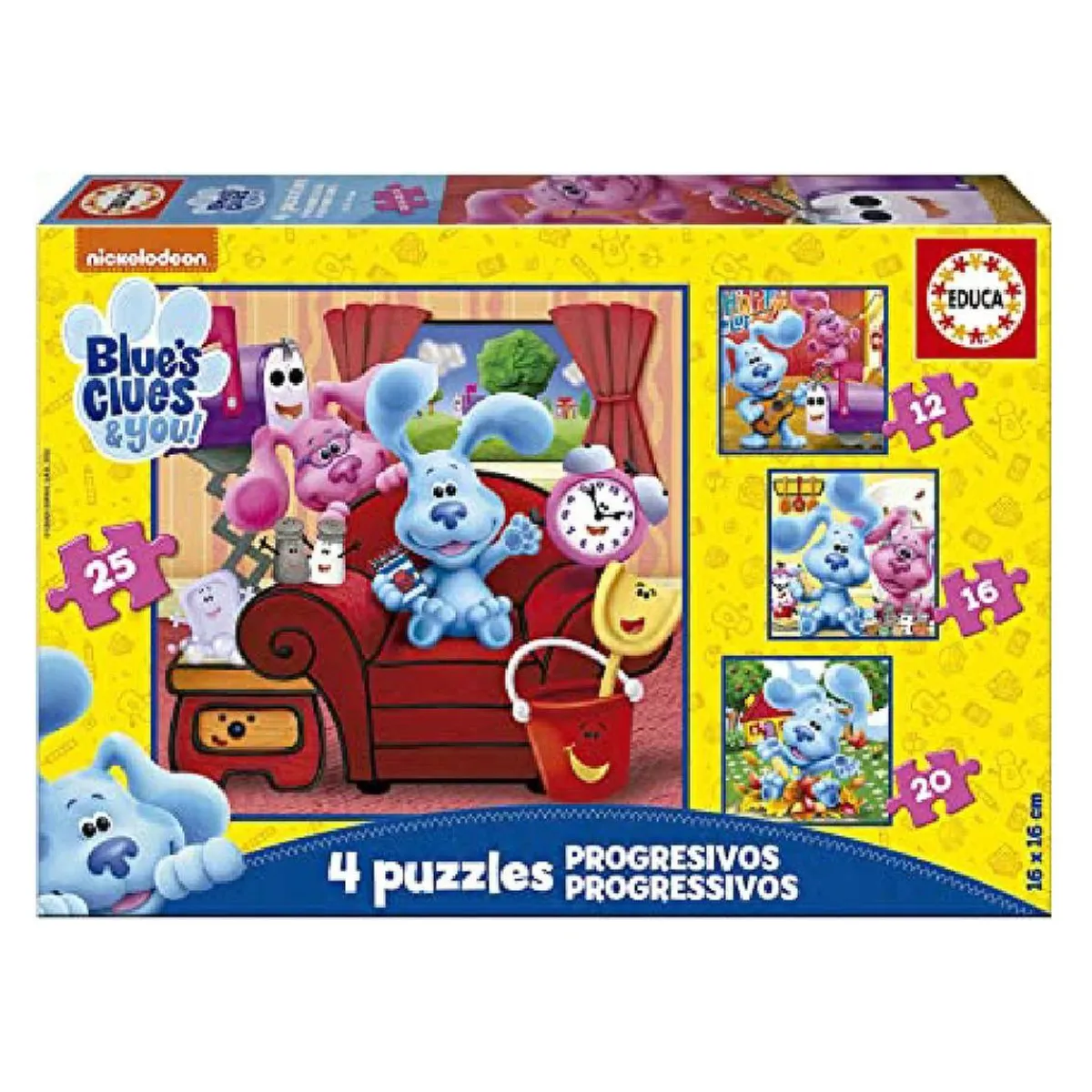 EDUCA BORRAS Juegos Y Puzzles*Educa Borrás - Las pistas de Blue - Pack de 4 puzzles progresivos