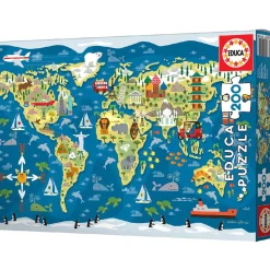 EDUCA BORRAS Juegos Y Puzzles*Educa Borrás - Mapamundi Sean Sims - Puzzle 200 piezas