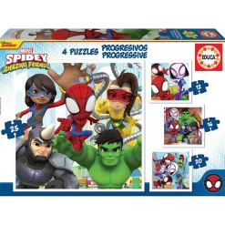 EDUCA BORRAS Juegos Y Puzzles*Educa Borrás - Spidey y su Superequipo - Pack 4 puzzles progresivos