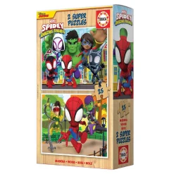 EDUCA BORRAS Juegos Y Puzzles*Educa Borrás - Spidey y su Superequipo - Pack puzzles de madera 2x25 piezas