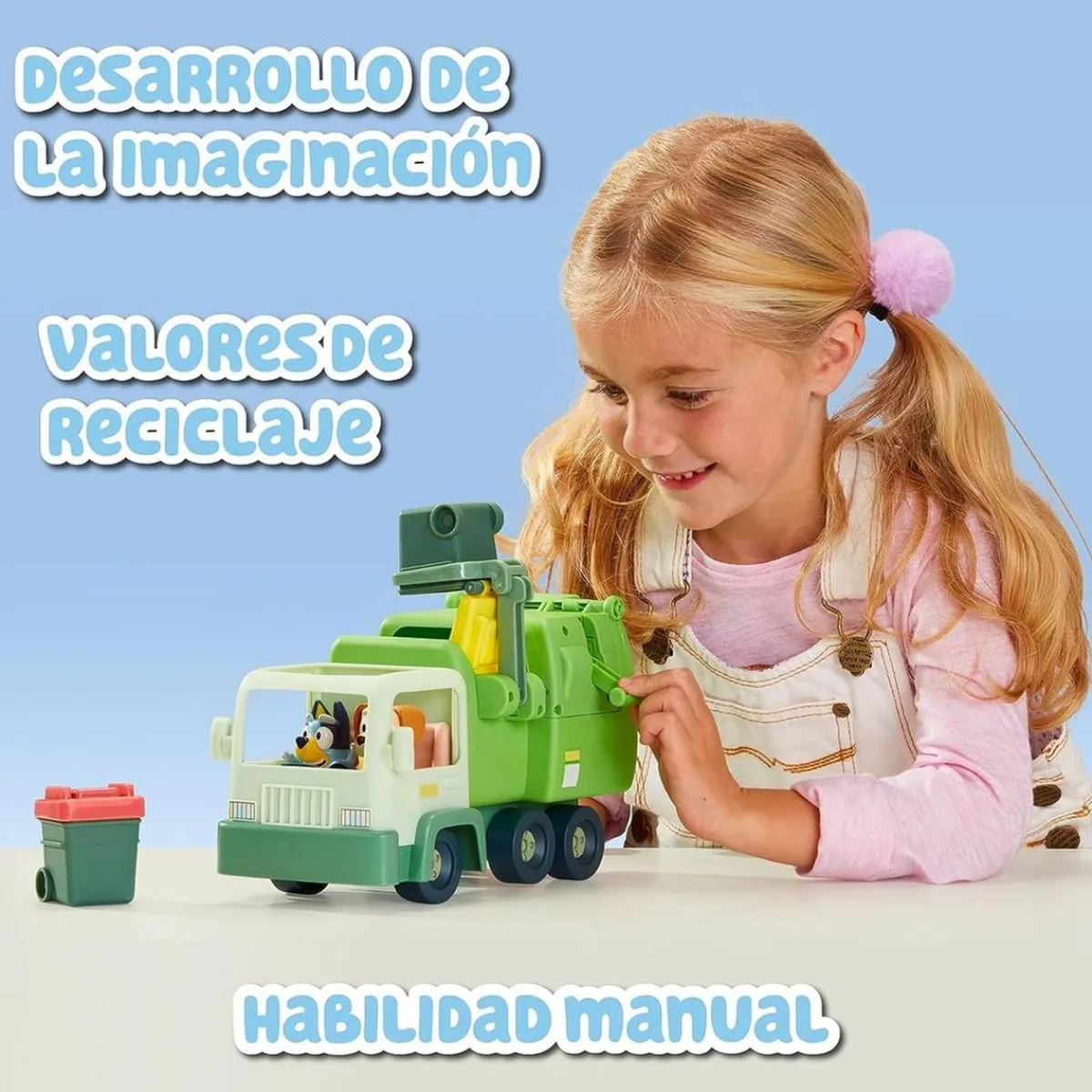 FAMOSA Coleccionables Y Mini Mundos*- Bluey - Camión de juguete educativo sobre reciclaje con figura de perrito y accesorios ㅤ