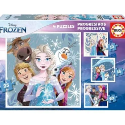 EDUCA BORRAS Juegos Y Puzzles*Frozen - Set de puzzles infantiles progresivos con imágenes de Frozen, 12 a 25 piezas ㅤ
