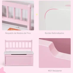Homcom Estilo De Vida*- Baúl para juguetes Madera Rosa