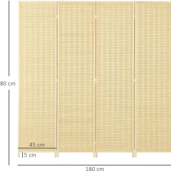 Homcom Estilo De Vida*- Biombo de bambú 4 paneles