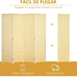 Homcom Estilo De Vida*- Biombo de bambú 4 paneles