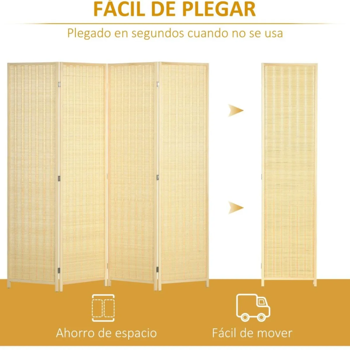 Homcom Estilo De Vida*- Biombo de bambú 4 paneles