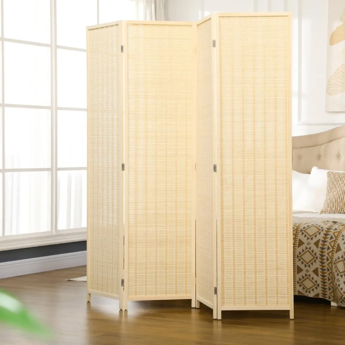 Homcom Estilo De Vida*- Biombo de bambú 4 paneles