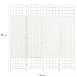 Homcom Estilo De Vida*- Biombo de cuerda de papel 4 paneles