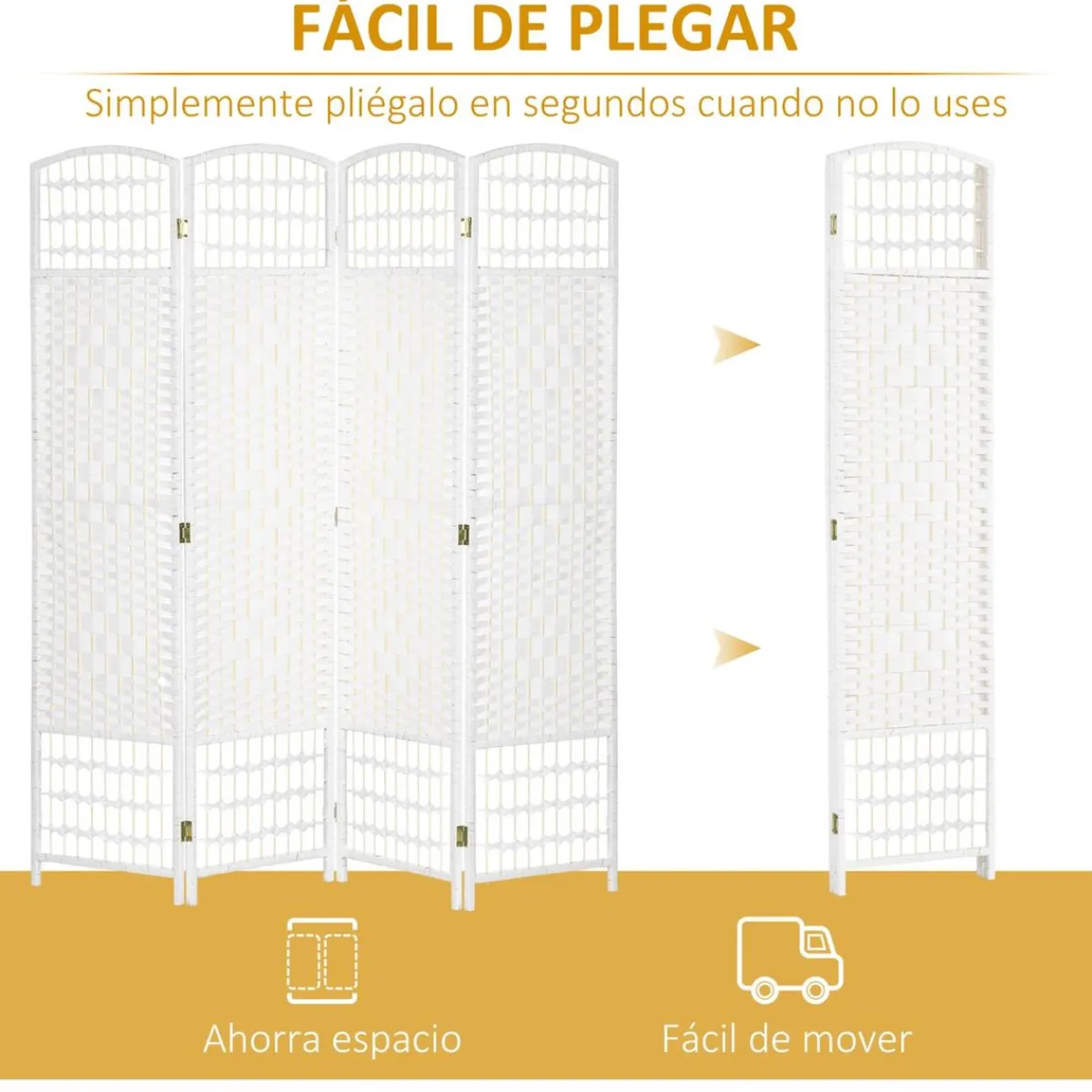 Homcom Estilo De Vida*- Biombo de cuerda de papel 4 paneles