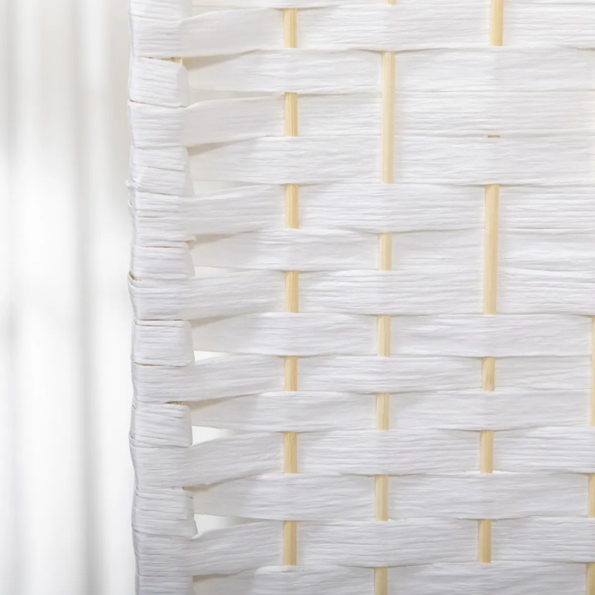 Homcom Estilo De Vida*- Biombo de cuerda de papel 4 paneles