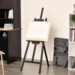 Homcom Arte Y Manualidades*- Caballete de madera con trípode Negro