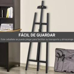 Homcom Arte Y Manualidades*- Caballete de madera con trípode Negro